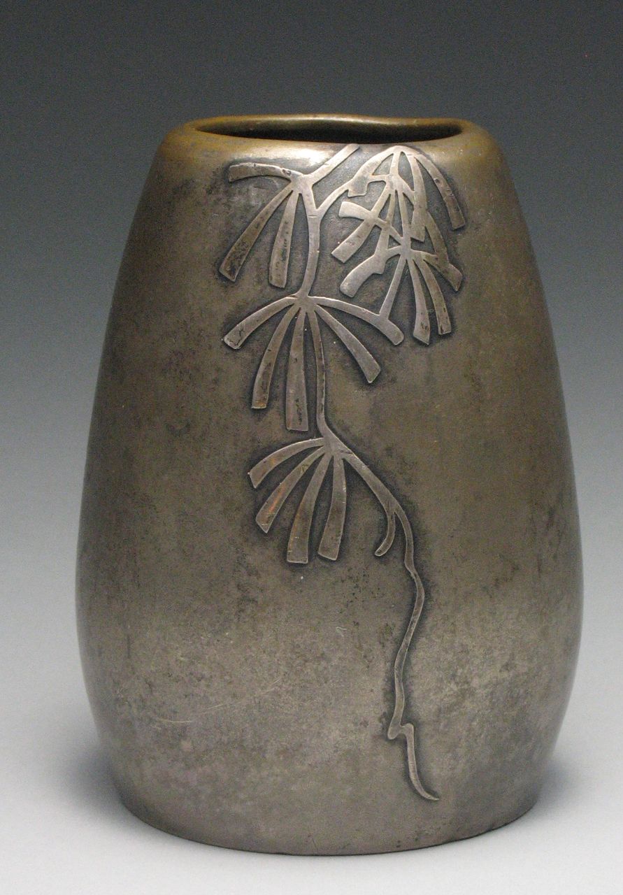 Heintz Art Metal Sterling of Bronze Aesthetic Pine Needles Vase 1912 Heintz Art Metal Sterling of Bronze Aesthetic Pine Needles Vase 1912