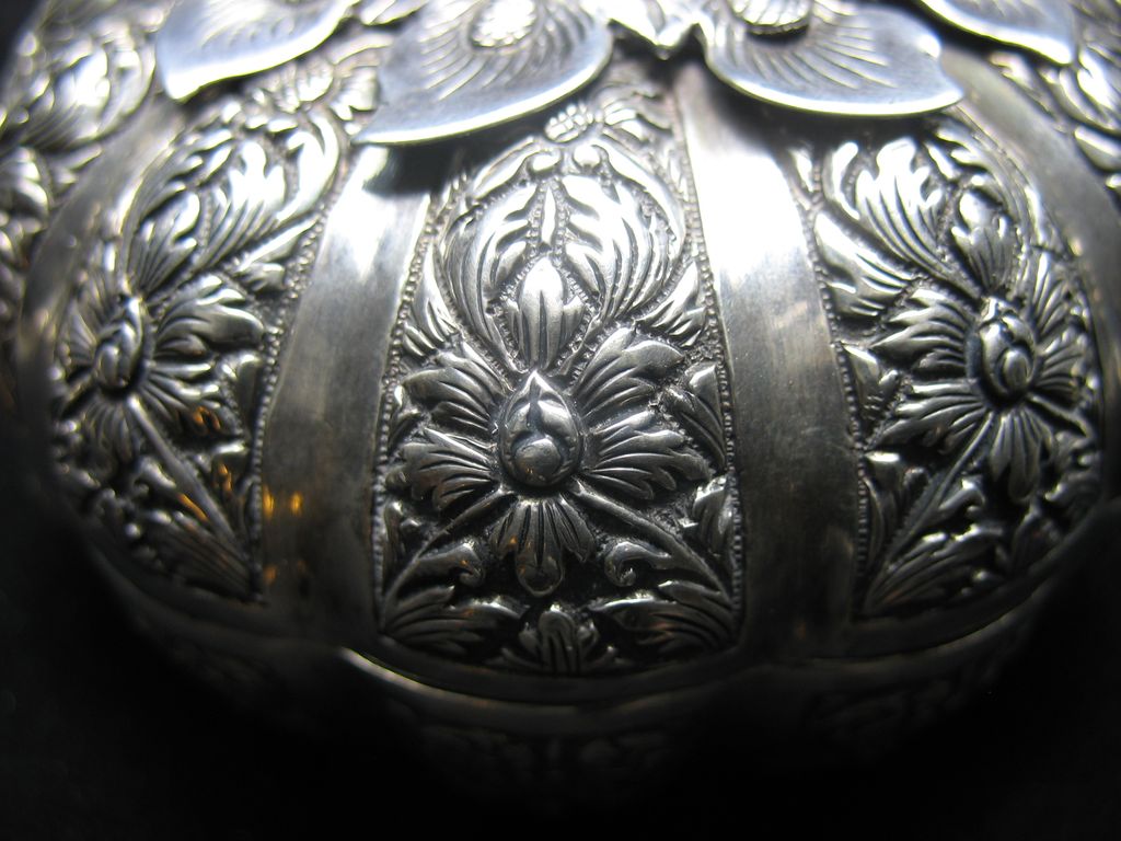 Antique Southeast Asian Silver Betel Nut Repousse Box Antique Southeast Asian Silver Betel Nut Repousse Box