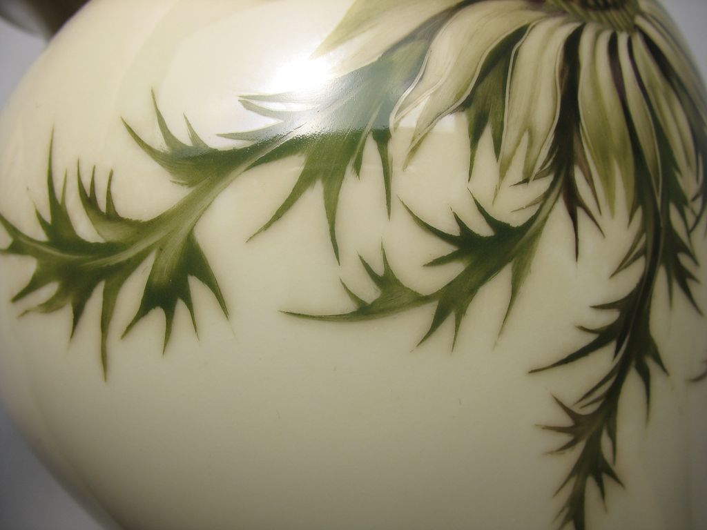 Vintage Hand Painted Thomas Ivory Bavaria Silberdistel Thistle Vases ca 1940s Vintage Hand Painted Thomas Ivory Bavaria Silberdistel Thistle Vases ca 1940s