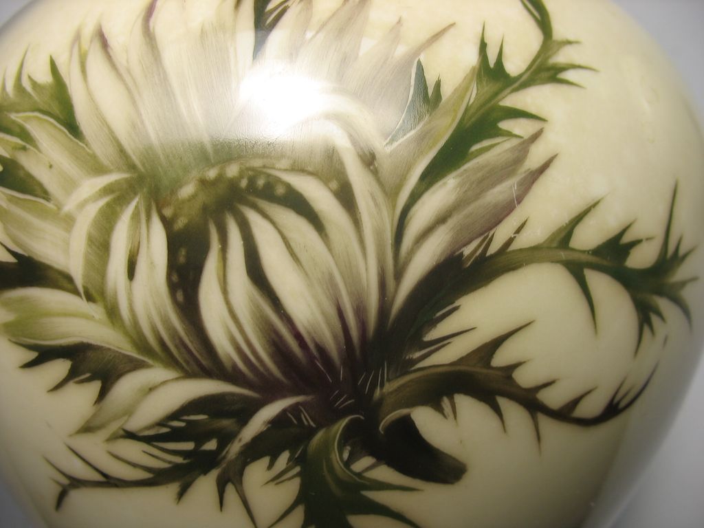 Vintage Hand Painted Thomas Ivory Bavaria Silberdistel Thistle Vases ca 1940s Vintage Hand Painted Thomas Ivory Bavaria Silberdistel Thistle Vases ca 1940s