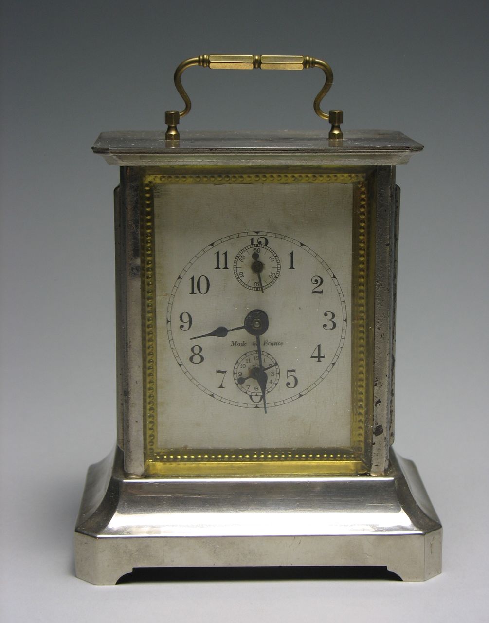 Vintage Chrome and Brass French Carriage Alarm Clock Vintage Chrome and Brass French Carriage Alarm Clock