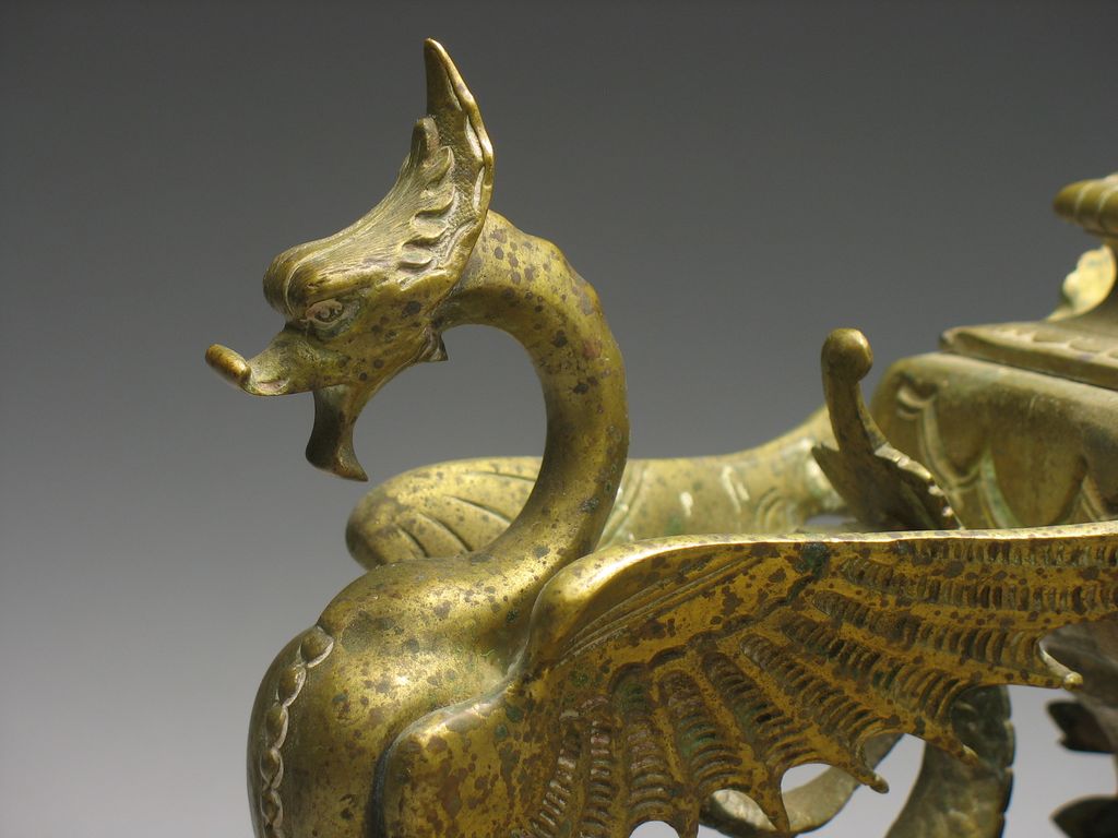 Antique French Brass Dragon Inkwell Antique French Brass Dragon Inkwell