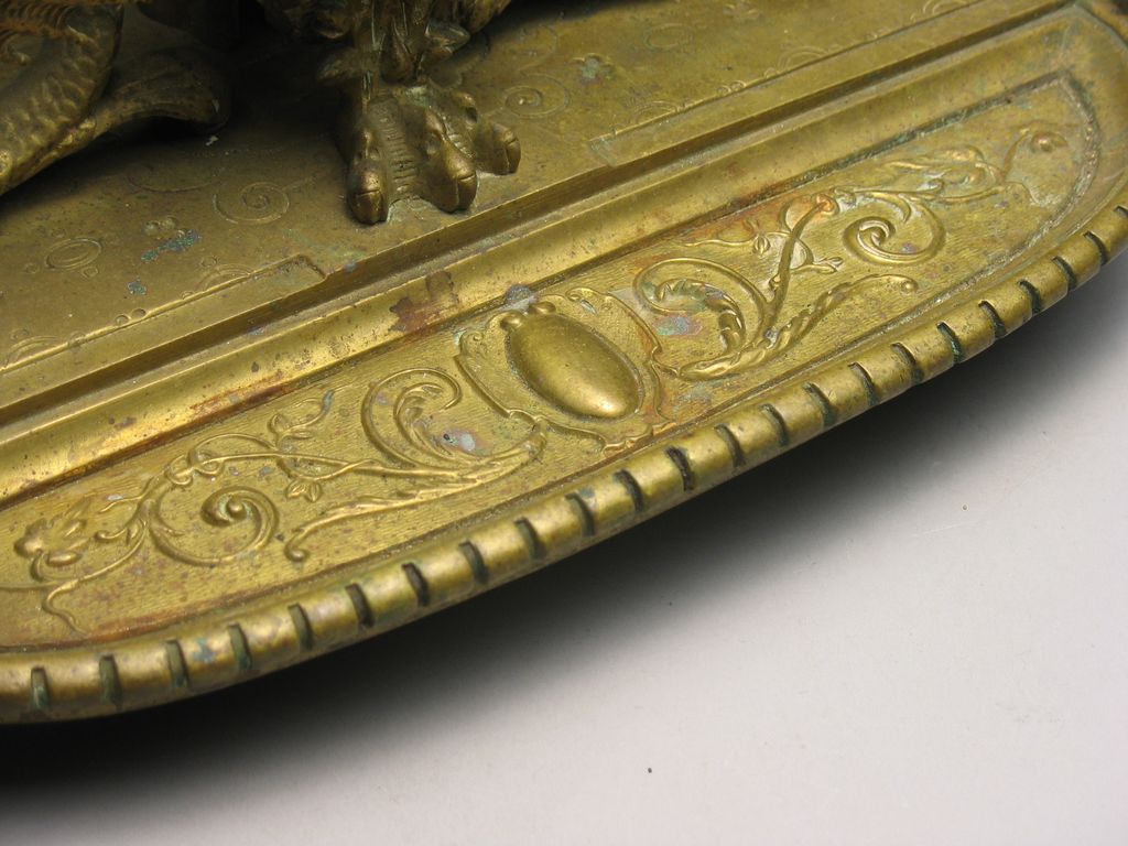 Antique French Brass Dragon Inkwell Antique French Brass Dragon Inkwell