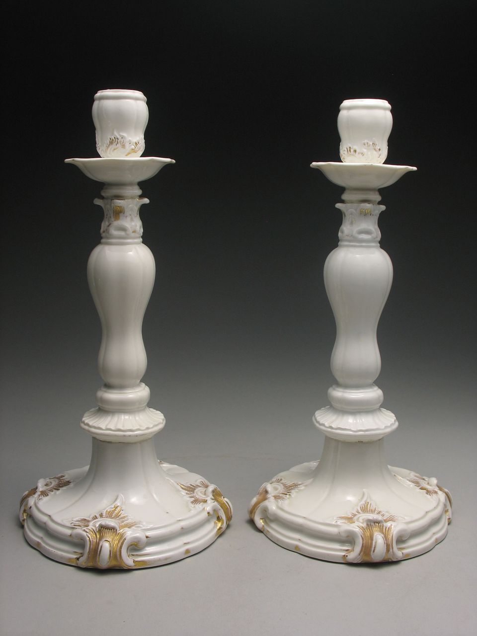 Pair Meissen Porcelain Candlesticks Pair Meissen Porcelain Candlesticks