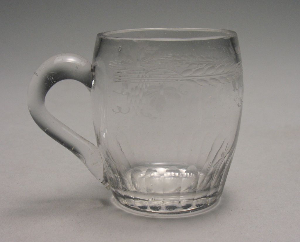 19th Century Hand Blown & Cut Glass Handled Cup 19th Century Hand Blown & Cut Glass Handled Cup