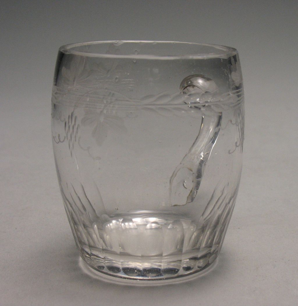 19th Century Hand Blown & Cut Glass Handled Cup 19th Century Hand Blown & Cut Glass Handled Cup