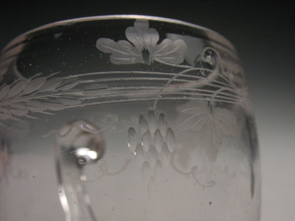 19th Century Hand Blown & Cut Glass Handled Cup 19th Century Hand Blown & Cut Glass Handled Cup
