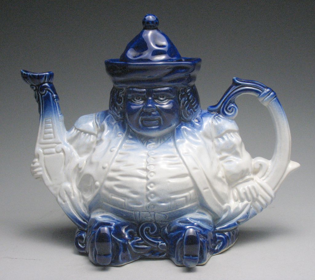 Vintage Staffordshire Pottery Toby Blue and White Teapot Vintage Staffordshire Pottery Toby Blue and White Teapot