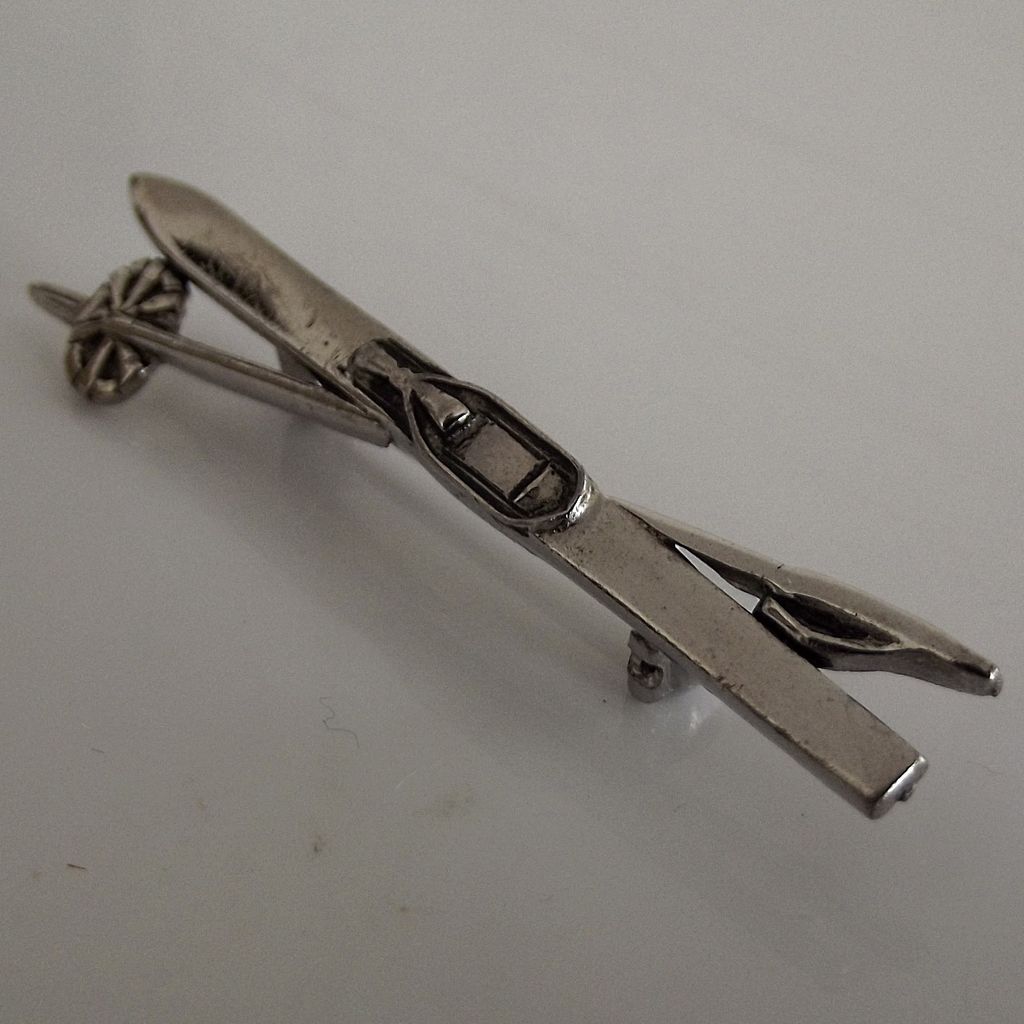 Ski and Pole Pin Silver Tone Metal Ski and Pole Pin Silver Tone Metal