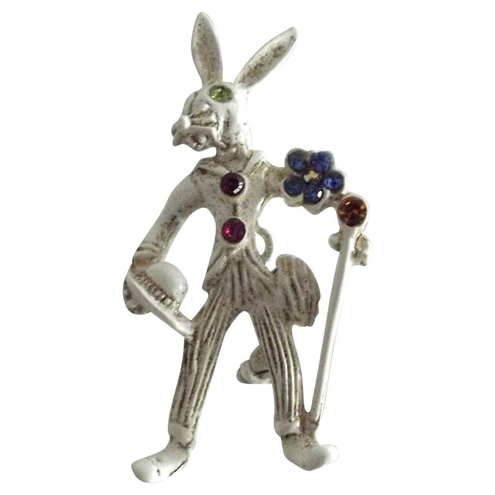 Dapper White Rabbit or Hare Pin Dapper White Rabbit or Hare Pin