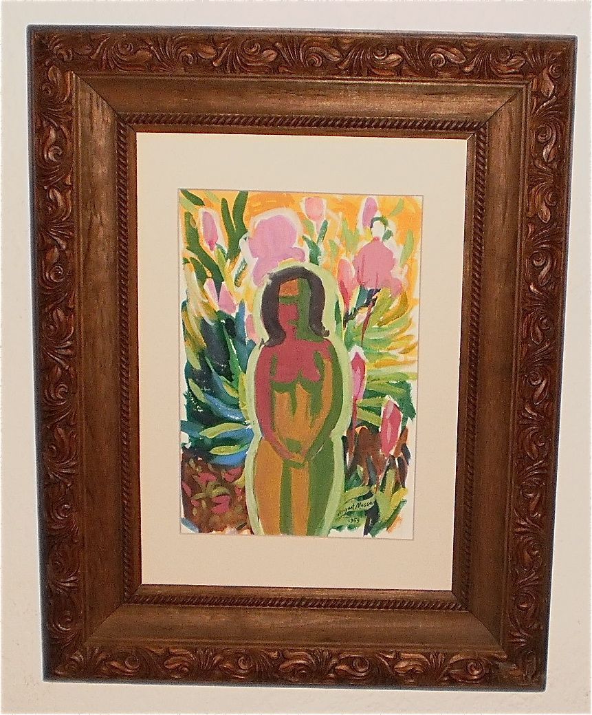 Nude Among Flowers Fauve Painting-1969-August Mosca Nude Among Flowers Fauve Painting-1969-August Mosca