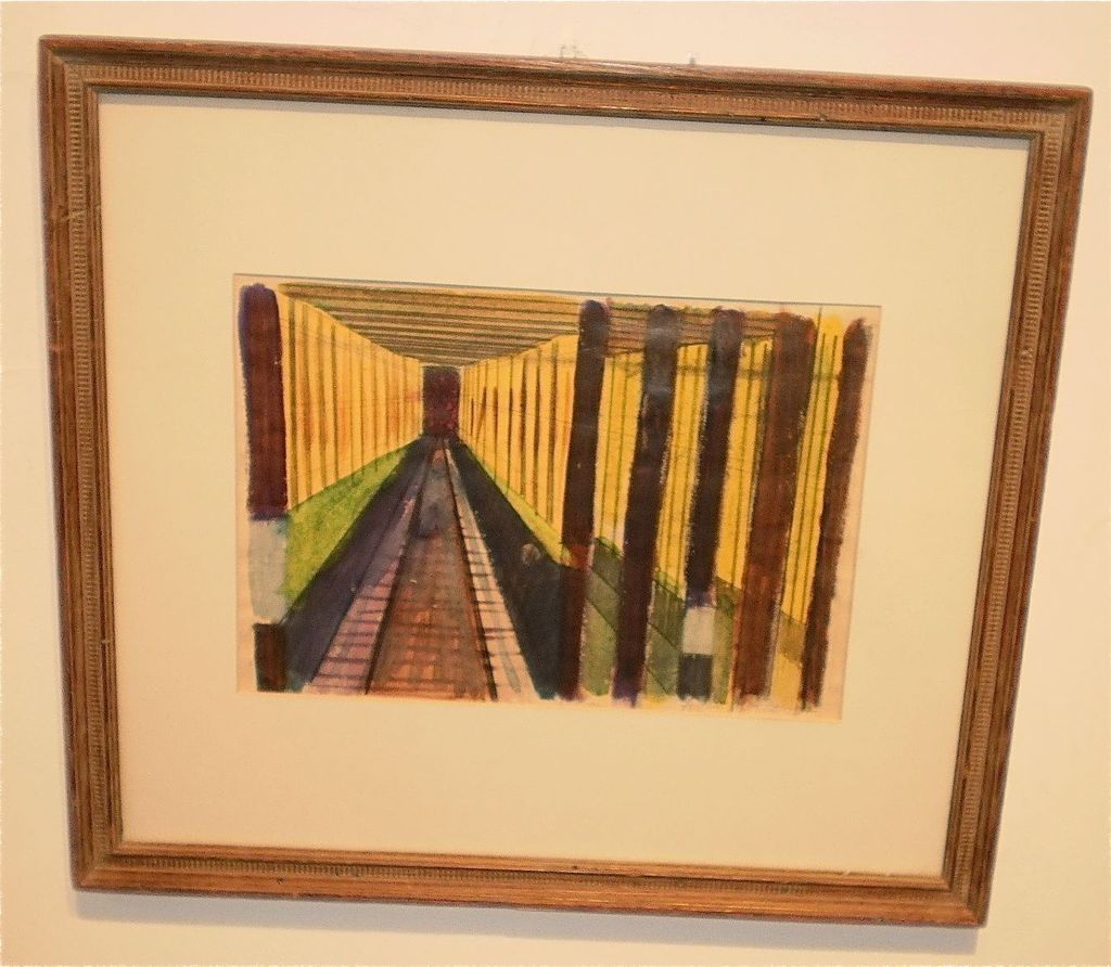 August Mosca -Subway Tracks Painting-1952-Mixed Media August Mosca -Subway Tracks Painting-1952-Mixed Media