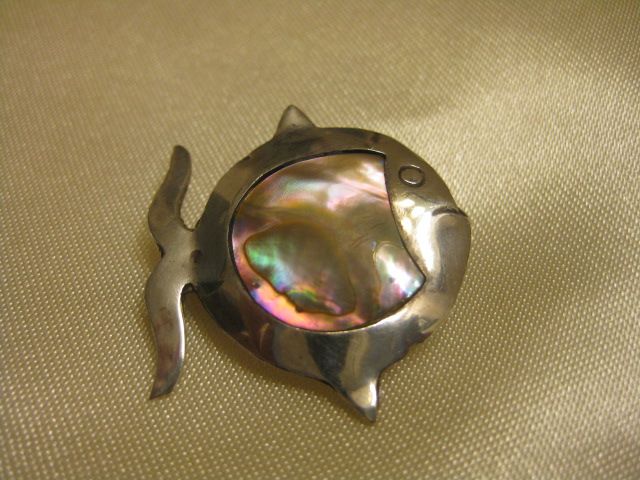 Sterling Silver and Abalone Shell Fish Brooch Sterling Silver and Abalone Shell Fish Brooch