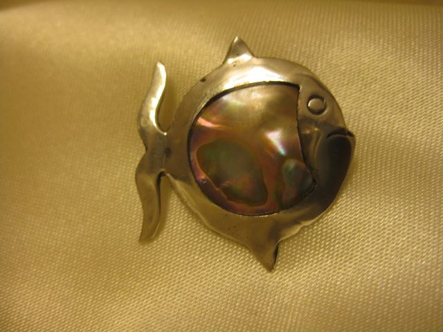 Sterling Silver and Abalone Shell Fish Brooch Sterling Silver and Abalone Shell Fish Brooch