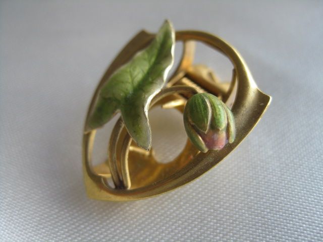 Art Nouveau Style 14k gold clip Art Nouveau Style 14k gold clip