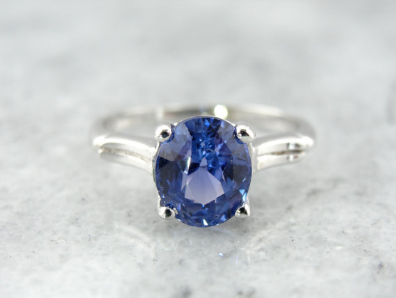 Benchmark Quality Ceylon Sapphire, Vintage White Gold Engagement Ring 