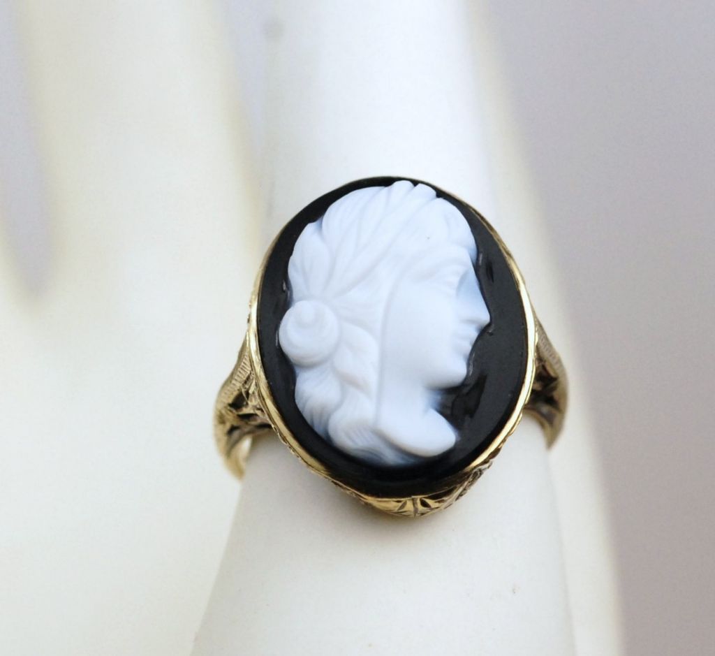 14k Antique Ring with Hardstone Cameo 14k Antique Ring with Hardstone Cameo