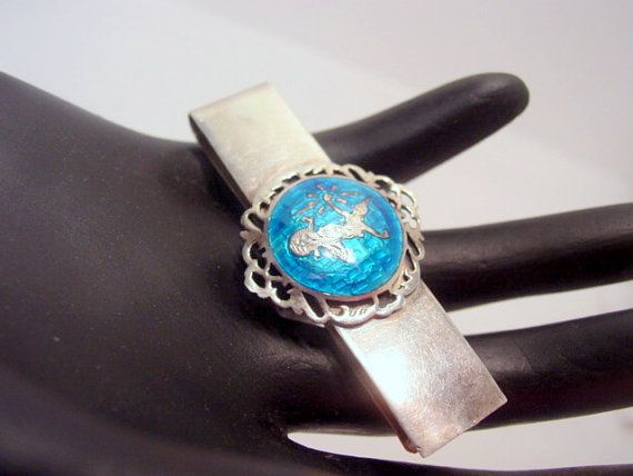 Vintage Money Clip, Marked Sterling Silver 925 Money Clip, vintage accessory Siam Sterling goddess Dancer blue guilloche enamel Vintage Money Clip, Marked Sterling Silver 925 Money Clip, vintage accessory Siam Sterling goddess Dancer blue guilloche enamel