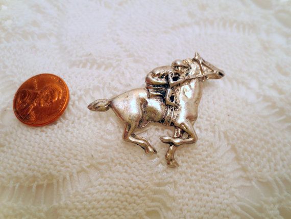 Vintage jockey and horse pin, sterling silver 925 rider brooch vintage jewellery Vintage jockey and horse pin, sterling silver 925 rider brooch vintage jewellery