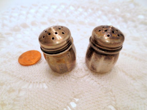 Vintage Sterling Silver Salt and Pepper Shakers, Individual Size Signed Sterling Vintage Sterling Silver Salt and Pepper Shakers, Individual Size Signed Sterling