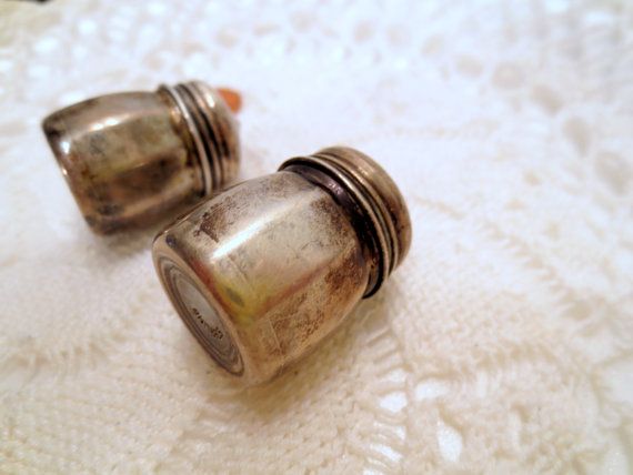 Vintage Sterling Silver Salt and Pepper Shakers, Individual Size Signed Sterling Vintage Sterling Silver Salt and Pepper Shakers, Individual Size Signed Sterling