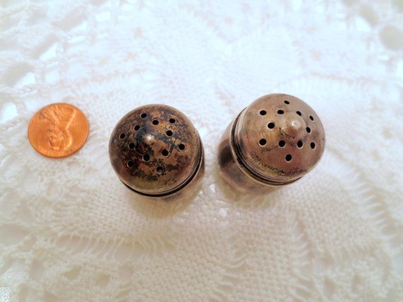 Vintage Sterling Silver Salt and Pepper Shakers, Individual Size Signed Sterling Vintage Sterling Silver Salt and Pepper Shakers, Individual Size Signed Sterling