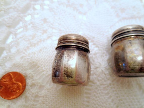 Vintage Sterling Silver Salt and Pepper Shakers, Individual Size Signed Sterling Vintage Sterling Silver Salt and Pepper Shakers, Individual Size Signed Sterling