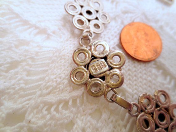 Vintage Tigers Eye Bracelet, 950 Sterling Silver, flower Settings vintage jewelry silver jewellery Vintage Tigers Eye Bracelet, 950 Sterling Silver, flower Settings vintage jewelry silver jewellery