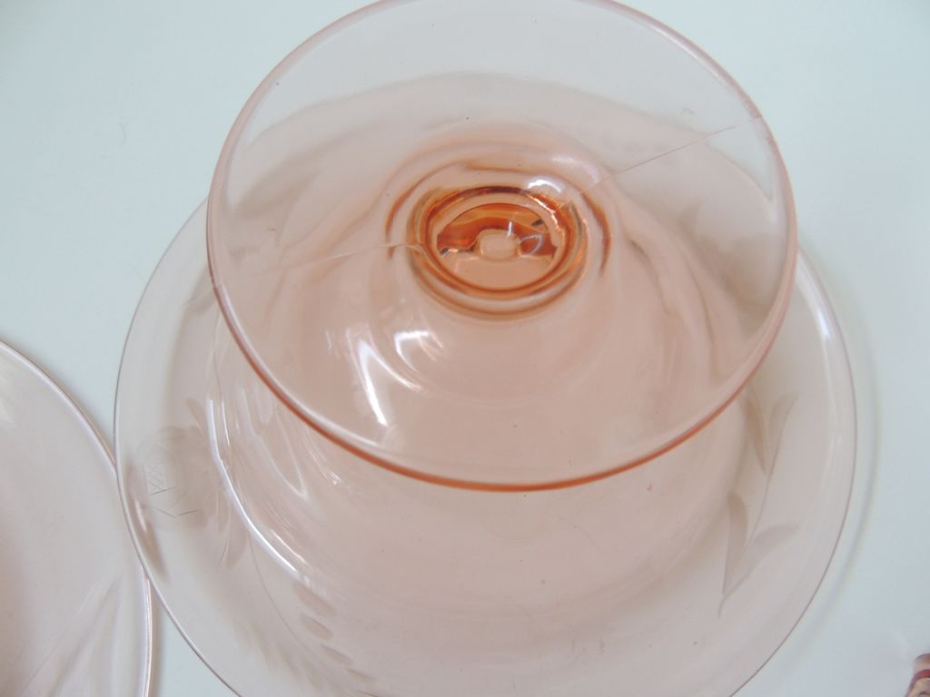 Pink Glass Mayonnaise Set Pink Glass Mayonnaise Set