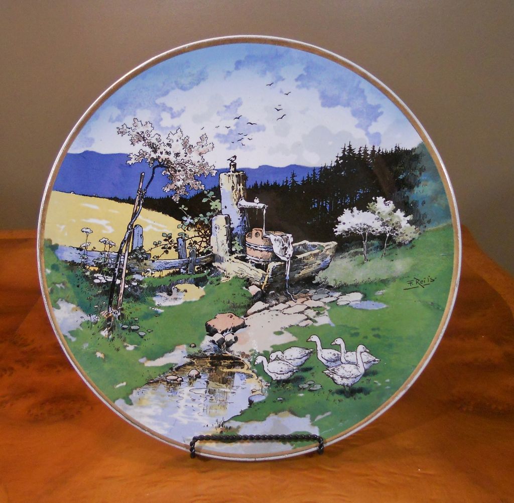 Antique VILLEROY & BOCH Mettlach Artist Signed REILS 17" Wall Charger Antique VILLEROY & BOCH Mettlach Artist Signed REILS 17" Wall Charger