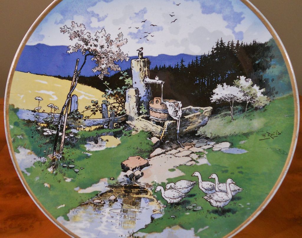 Antique VILLEROY & BOCH Mettlach Artist Signed REILS 17" Wall Charger Antique VILLEROY & BOCH Mettlach Artist Signed REILS 17" Wall Charger