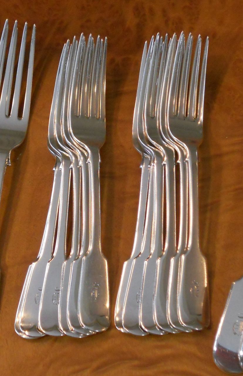Antique 1911 ELKINGTON & CO. Sterling Silver 66 pc. Flatware FIDDLE Pattern Antique 1911 ELKINGTON & CO. Sterling Silver 66 pc. Flatware FIDDLE Pattern