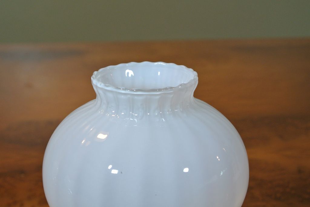 5 Vintage Hand Blown Milk White to Clear Large Fluted Gas Fixture Lamp Shades 5 Vintage Hand Blown Milk White to Clear Large Fluted Gas Fixture Lamp Shades