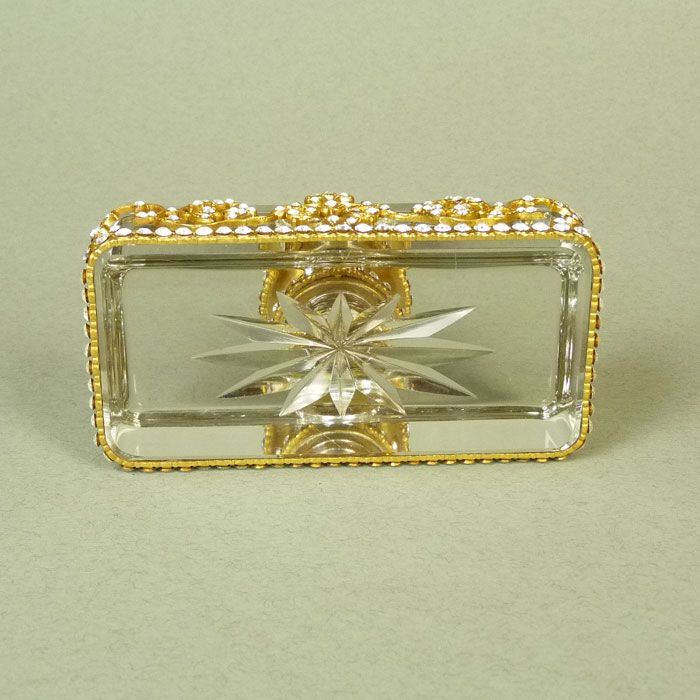 A French Glass & Gilt Mounted Inkwell, enhanced with clear Paste Stones A French Glass & Gilt Mounted Inkwell, enhanced with clear Paste Stones