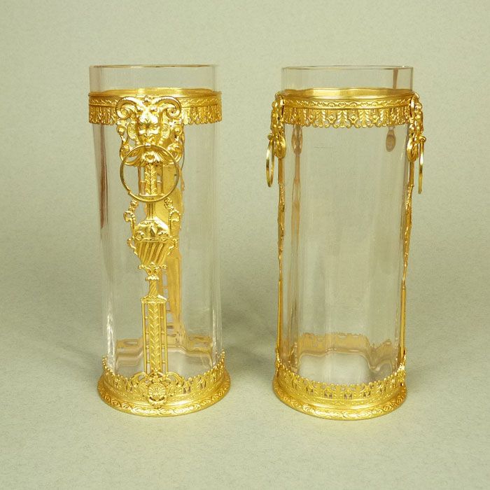 Pair of French Glass Vases with Gilt Mounts Pair of French Glass Vases with Gilt Mounts