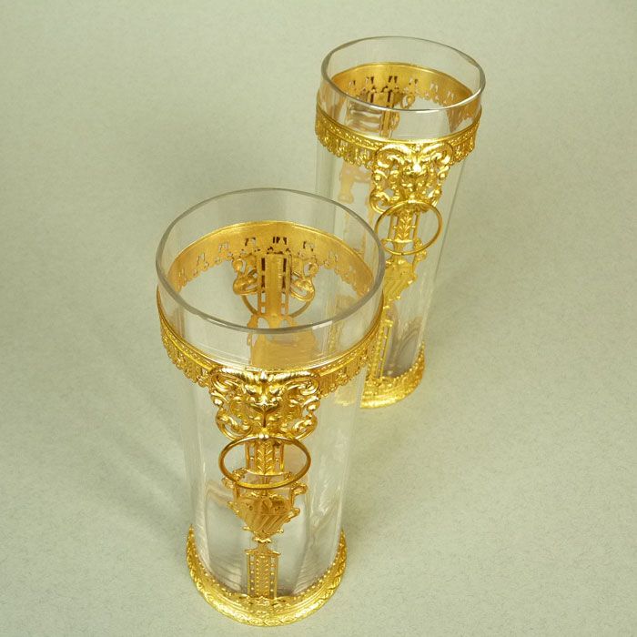 Pair of French Glass Vases with Gilt Mounts Pair of French Glass Vases with Gilt Mounts