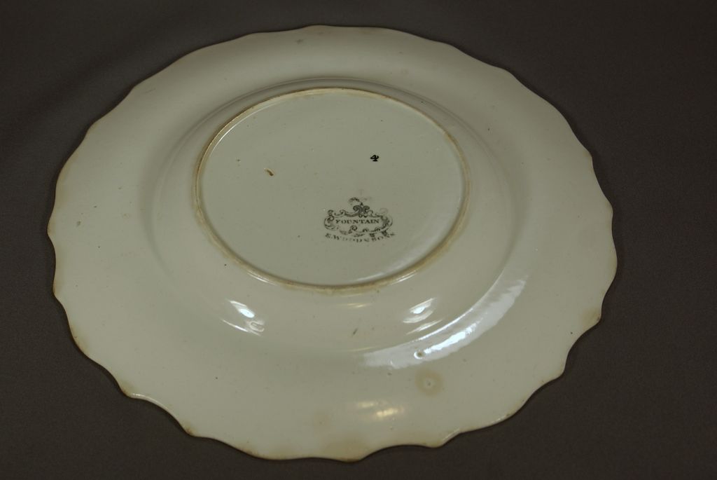 Staffordshire Black and White plate, Fountain by Enoch Wood, 1830s Staffordshire Black and White plate, Fountain by Enoch Wood, 1830s