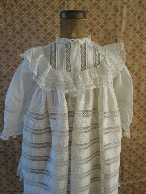 Ca. 1880's Batiste Cotton Child's Dress Lace Inserts Ca. 1880's Batiste Cotton Child's Dress Lace Inserts