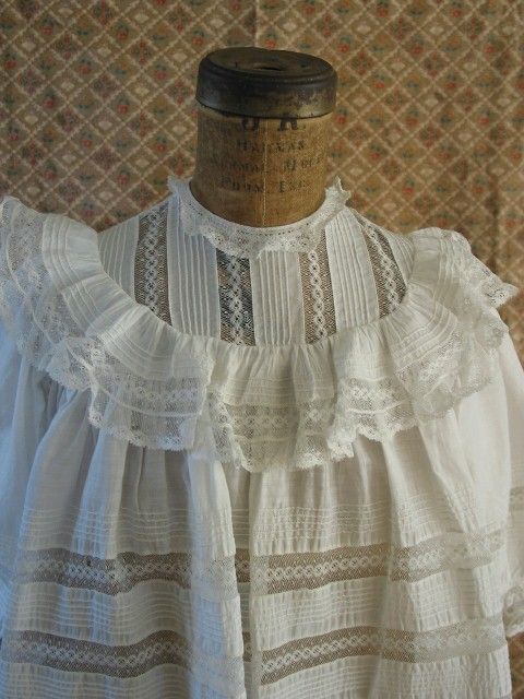 Ca. 1880's Batiste Cotton Child's Dress Lace Inserts Ca. 1880's Batiste Cotton Child's Dress Lace Inserts