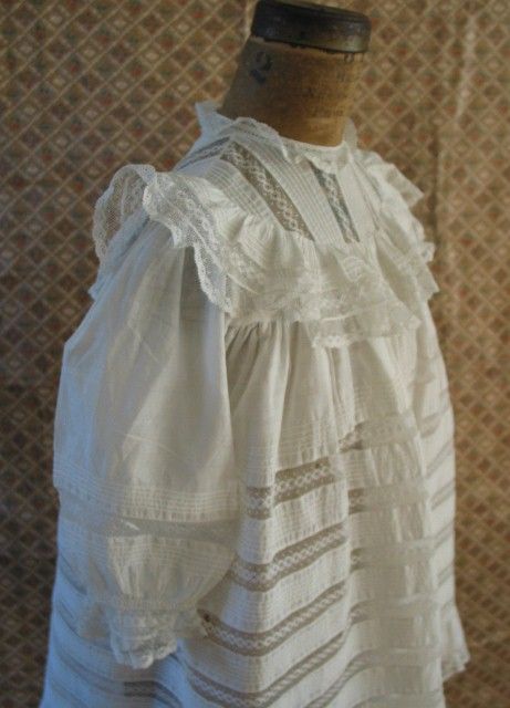 Ca. 1880's Batiste Cotton Child's Dress Lace Inserts Ca. 1880's Batiste Cotton Child's Dress Lace Inserts