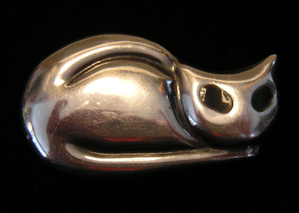 Mexican Sterling Cat Pin Mexican Sterling Cat Pin