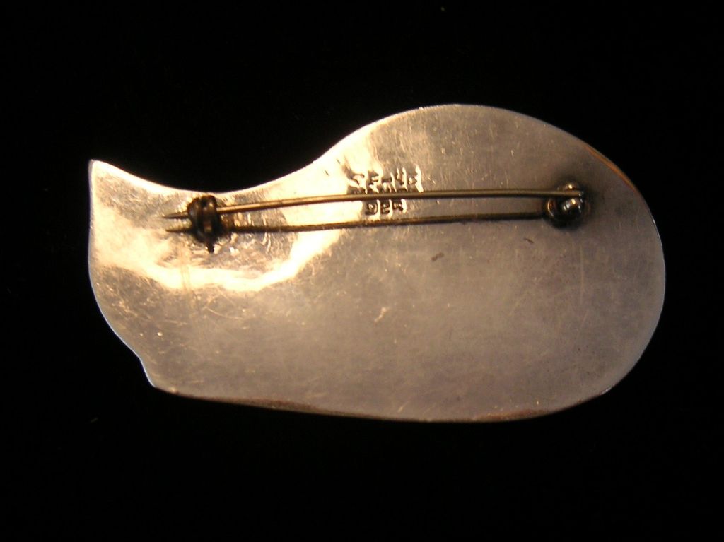 Mexican Sterling Cat Pin Mexican Sterling Cat Pin