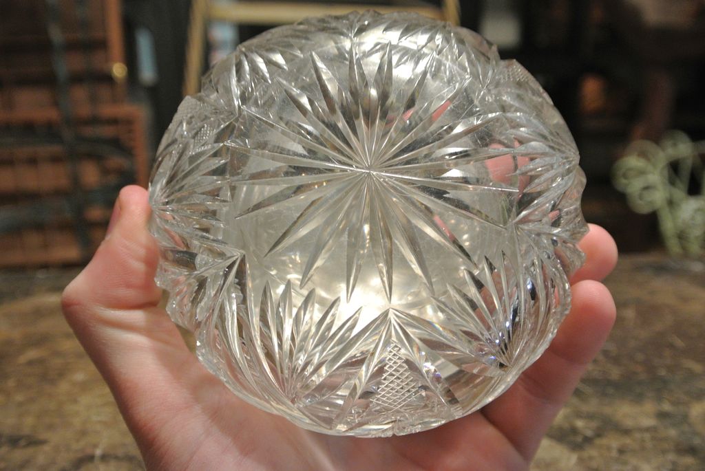Art Nouveau Dresser Jar with Sterling Silver Lid, Cut Glass Art Nouveau Dresser Jar with Sterling Silver Lid, Cut Glass
