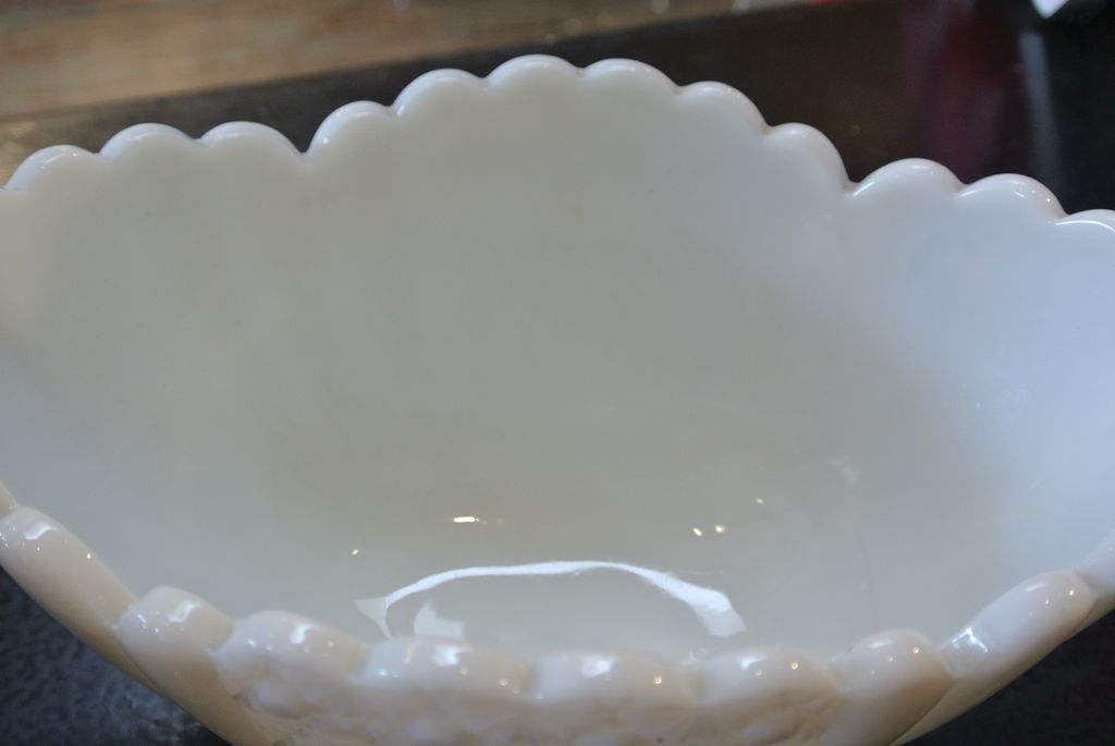 Vintage White Milk Glass Fruit Bowl Vintage White Milk Glass Fruit Bowl