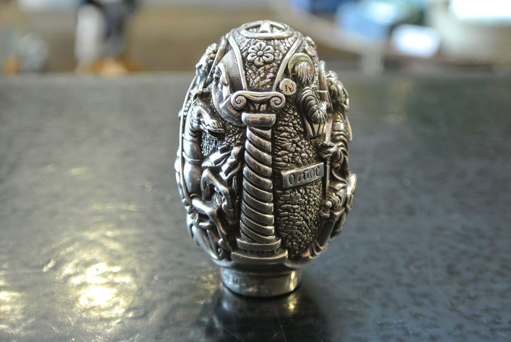 Decorative .995 Silver Egg, Greek Orthodox Decorative .995 Silver Egg, Greek Orthodox