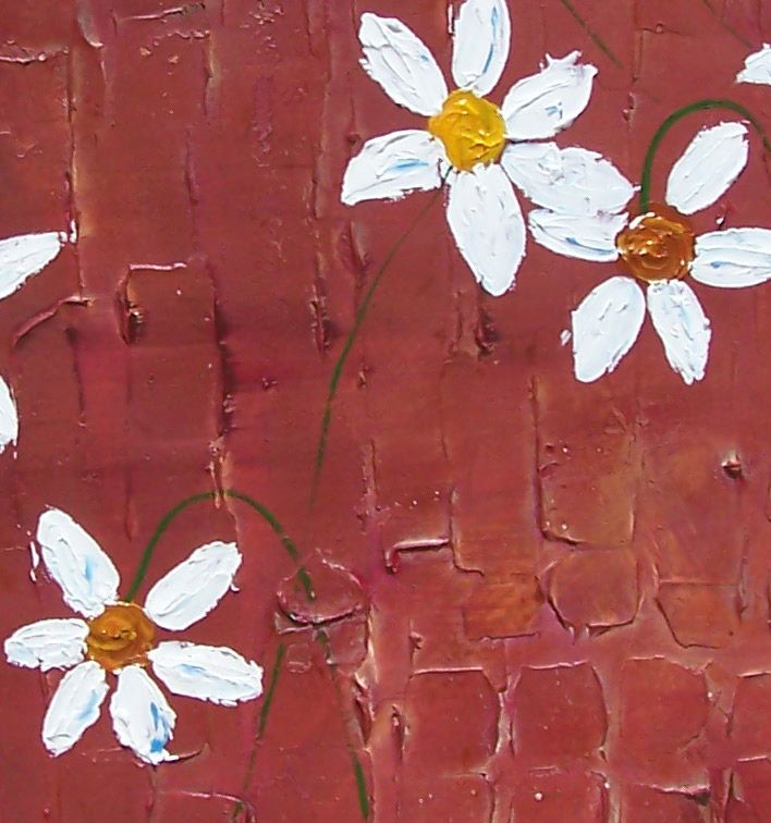 Daisies abstract acrylic painting elegant fine art 40"x40" by contemporary artist Monica Fallini Daisies abstract acrylic painting elegant fine art 40"x40" by contemporary artist Monica Fallini