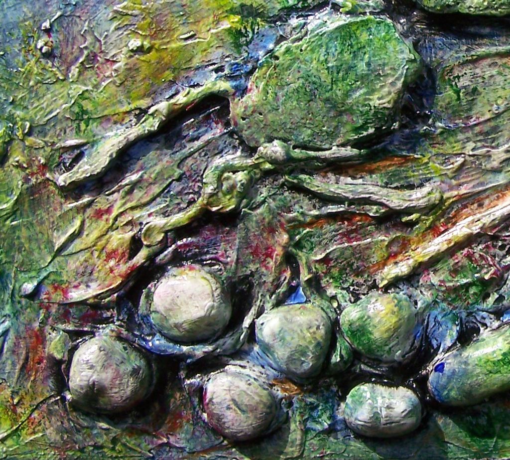 Mixed media collage exquisite texture painting sea ocean theme fine art by contemporary artist Monica Fallini Mixed media collage exquisite texture painting sea ocean theme fine art by contemporary artist Monica Fallini