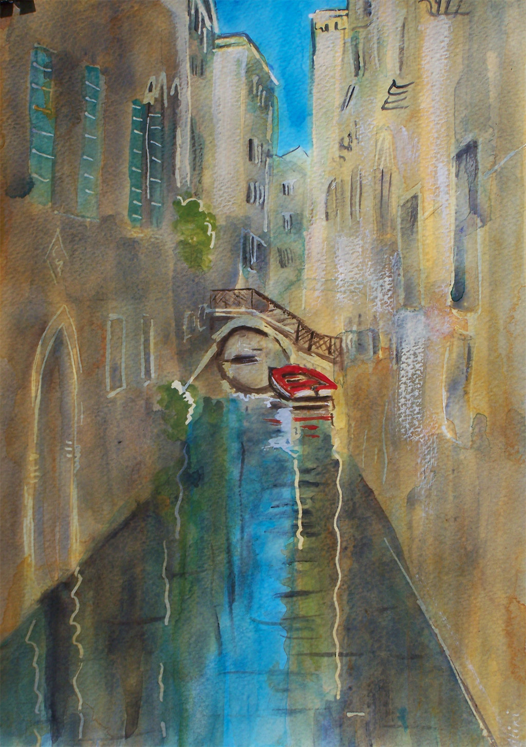 Venice Italy original acrylic painting on paper 11"x15" by contemporary artist Monica Fallini Venice Italy original acrylic painting on paper 11"x15" by contemporary artist Monica Fallini