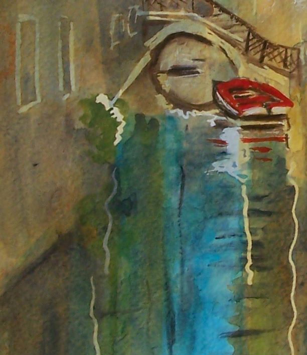 Venice Italy original acrylic painting on paper 11"x15" by contemporary artist Monica Fallini Venice Italy original acrylic painting on paper 11"x15" by contemporary artist Monica Fallini