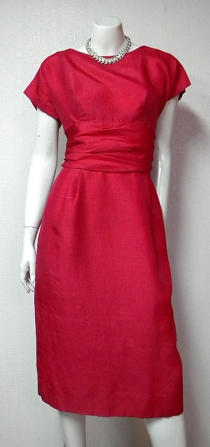 1960s Vintage Silk Shantung Cocktail Dress By Taller Modes 1960s Vintage Silk Shantung Cocktail Dress By Taller Modes